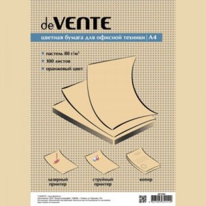 Бумага офисная цветная 100л А4 80г/м2 Пастель Оранжевый 2072402