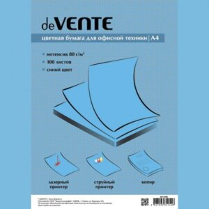Бумага офисная цветная 100л А4 80г/м2 Пастельный Голубой 2072400