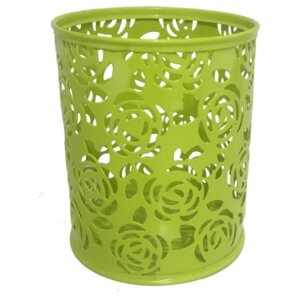 Стакан для канц принадлежностей 8x8x9,8см круглый ажурный металл Салатовый 4104704