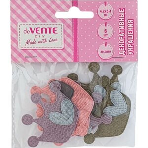 Декоративные украшения "deVENTE. Короны" тканевые, размер 42x54 мм, 6 шт ассорти цветов, в пластиков