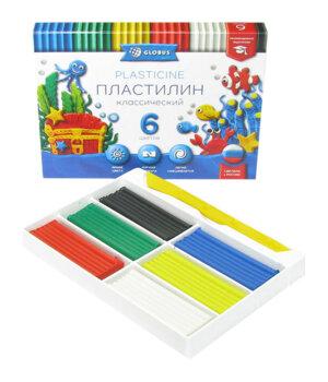 Пластилин  6цв Классический Globus 120г ПЛ6-06К 8042989