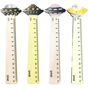 Линейка 14см дерево UFO фигурная крашенная с рис шкала общая длина линейки 18см 5091041