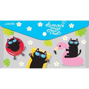Папка конверт на кнопке Funny trio travel-size 260x140мм 150мкм непрозр с рис 3079166