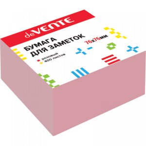 Бумага для заметок с клеевым краем 76x76мм 400л Розовая 2010102