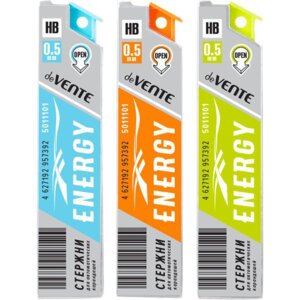 Грифели для механических карандашей 0,5мм HB Energy 12шт в пласт боксе 5011101