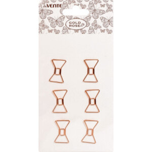 Скрепки металл 6шт Gold Rose Bow розовое золото 30x19 мм 6шт 4135005