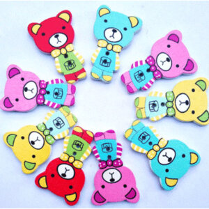 Пуговицы декор Мишки дерево 19-29мм 15шт асс 8001117