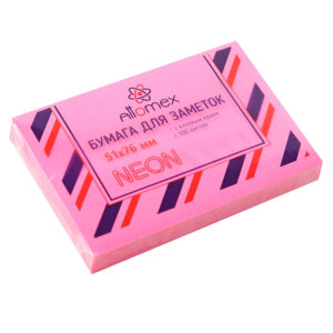 Бумага для заметок с клеевым краем 51x76мм 100л Неон Малиновая 2010905