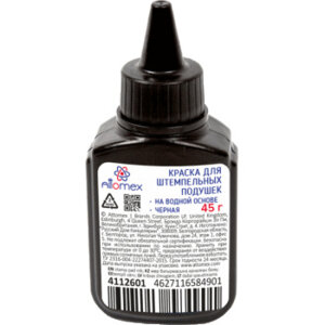 Краска 45г для штемпельных подушек Attomex на водной основе черная 4112601