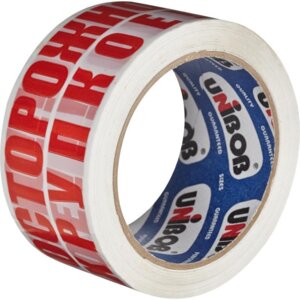 Клейкая лента ОСТОРОЖНО ХРУПКОЕ 53мкм 48ммx66м Красная надпись на Белом 4164113