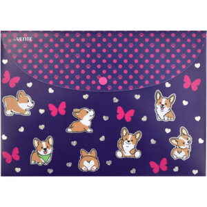 Папка конверт на кнопке A4 Corgi 320x230мм 300мкм тисн серебр фольгой 3079258