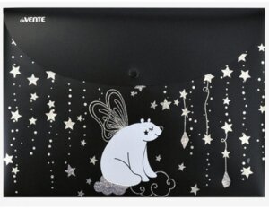 Папка конверт на кнопке A4 Polar Bear 320x230мм 300мкм тисн серебр фольгой 3079265