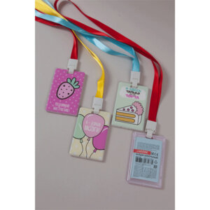 Бейдж акриловый вертикальный 105x65мм My party на двухсторонней репсовой ленте 8093105