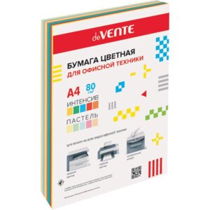 Бумага офисная цветная 100л A4 10цв асс 80 г/м² 2072201