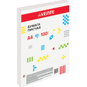 Бумага писчая 100л A4 65г/м² белизна 92% в пласт пак 2071200