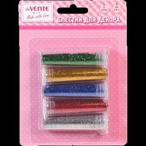 Блестки для декорирования 5цв по 4,5г блистер 8003001