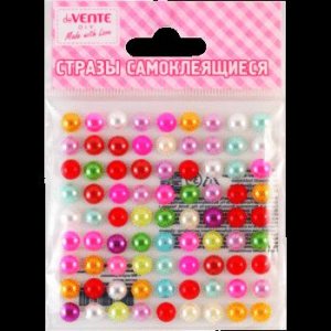 Стразы самоклеящиеся акриловые 80шт 8мм Жемчуг цв асс 8004037