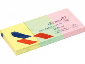 Бумага для заметок с клеевым краем 38x51мм 100л 3цв Пастель 3шт 2010706