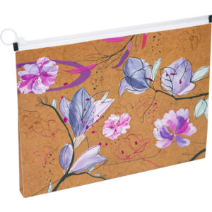 Папка на молнии A4 320x245х25мм Bloom Garden 180мкм с расшир крафт имитация 3072217