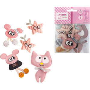 Декоративные украшения 5шт от 45x40мм до 60x90мм Сat and mouse тканевые асс диз 8130213