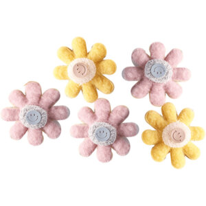 Декоративные украшения 5шт 60x60мм Daisies тканевые желтые розовые 8130214