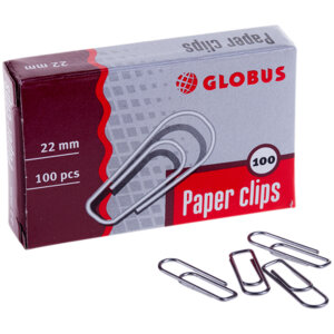 Скрепки металл 22мм 100шт Globus овальные без покрытия С22-100 4135701