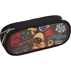 Пенал 1 секц 22x9x5см Street Style овальный с внутренним органайзером створкой на липучке 7023340