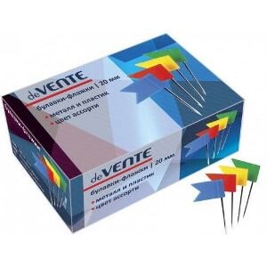 Булавки офисные с пластиковым флажком 23мм 50шт ассорти 4130500