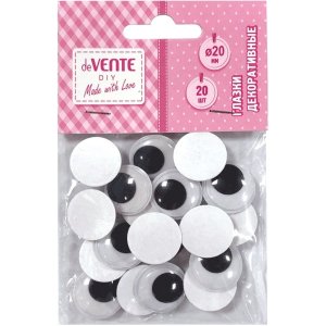 Глазки декоративные пластик самоклеящиеся d=20 мм 20шт 8001137