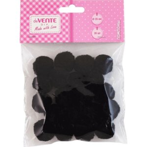 Набор помпонов для творчества 25мм 20 шт цвет черный 8000025