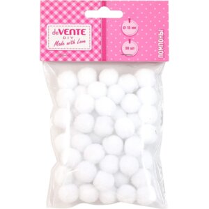 Набор помпонов для творчества 15мм 50 шт цвет белый 8000009