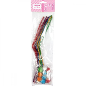 Набор для творчества пушистые помпоны и проволока 20мм с блестками 10шт асс 8000808