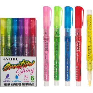 Набор маркеров акриловых deVENTE 6 цв с блёстками пулевидный 5044306