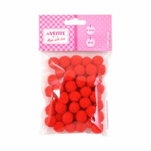 Набор помпонов для творчества 15мм 50 шт Красный 8000015