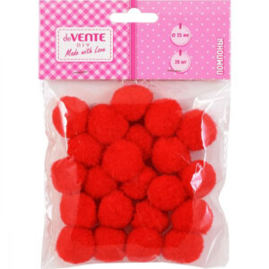 Набор помпонов для творчества 25мм 20 шт цвет красный 8000024