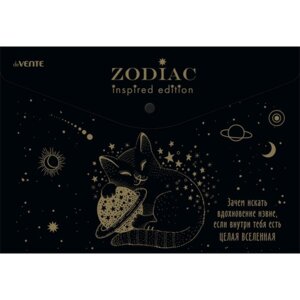 Папка конверт на кнопке Zodiac A4 335x240мм 180мкм непрозрач тиснение фольгой 3071302
