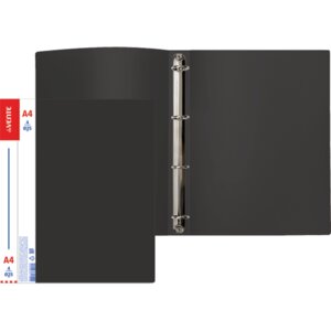 Папка на 4 кольцах Daily A4 25мм 600мкм фактура песок Черная 3081414