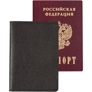 Обложка для паспорта Casual черная 10x14см иск кожа 2 отд 1030491