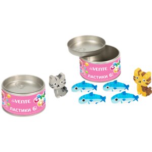 Набор ластиков 6шт Candy Cat 2 котенка 4 рыбки 8030400