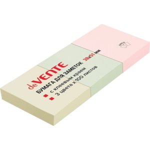 Бумага для заметок с клеевым карем 3шт 38x51мм 100л офсет 75 г/м² пастель 2010716