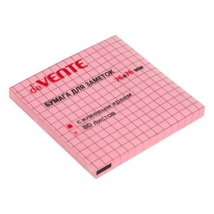 Клейкая бумага для заметок 76x76мм 80л розовая в клетку 2010387