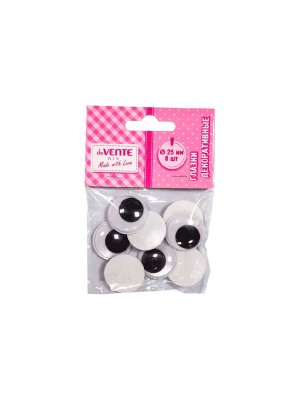 Глазки декоративные круглые пластик самоклеящиеся черно-белый 8шт 25мм 8001315 