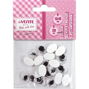 Глазки декоративные с ресничками овальные пластик самоклеящиеся 15x10мм 20шт 8001139