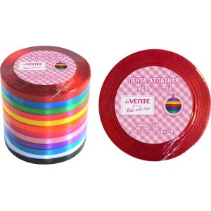 Набор лент декоративных атласных 6ммx23м 12шт втулка 9040400