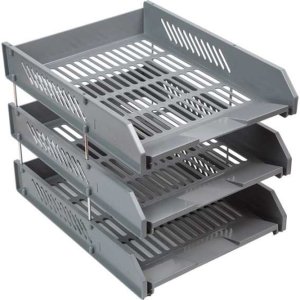 Лоток для бумаг 3 секц Серый 3040404