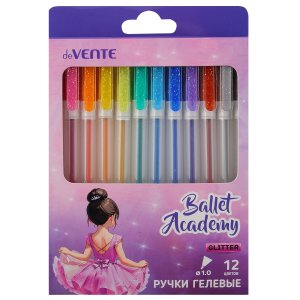 Набор ручек гелевых 12цв Ballet Academy с блестками прозрачно-мат корп 5051528
