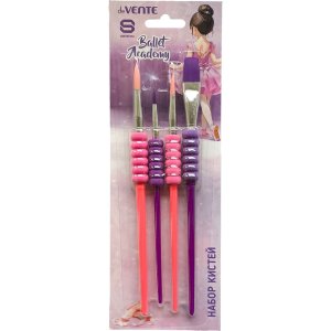 Набор кистей 4шт Ballet Academy синтетика круглые № 2, 6, 10, плоская № 12  8072528