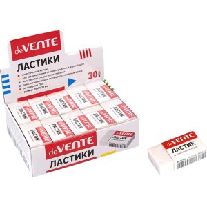 Ластик синтетический каучук прямоугольный белый 39x21x10 мм dust-free 4070700