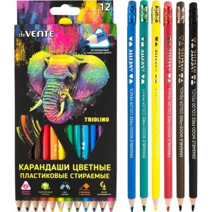 Карандаши 12цв пластик стираемые Triolino Erase 5022550