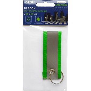 Брелок тканевый SAFE MODE Tape 30x85мм световозвращ белый на ленте 9082402
